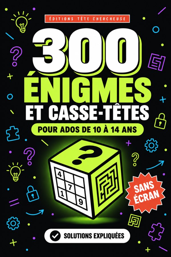 Couverture — 300 Énigmes et Casse-têtes 10-14 ans, Préados et ados